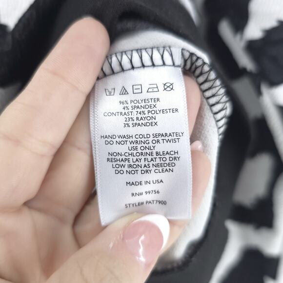 Painted Thread Textured Animal Print Jacquard Sweatshirt Contrast Hem Pullover M - Picture 6 of 9